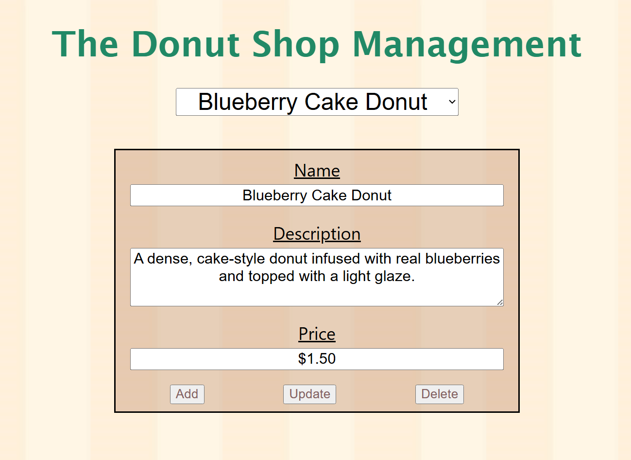 Donut Shop admin panel